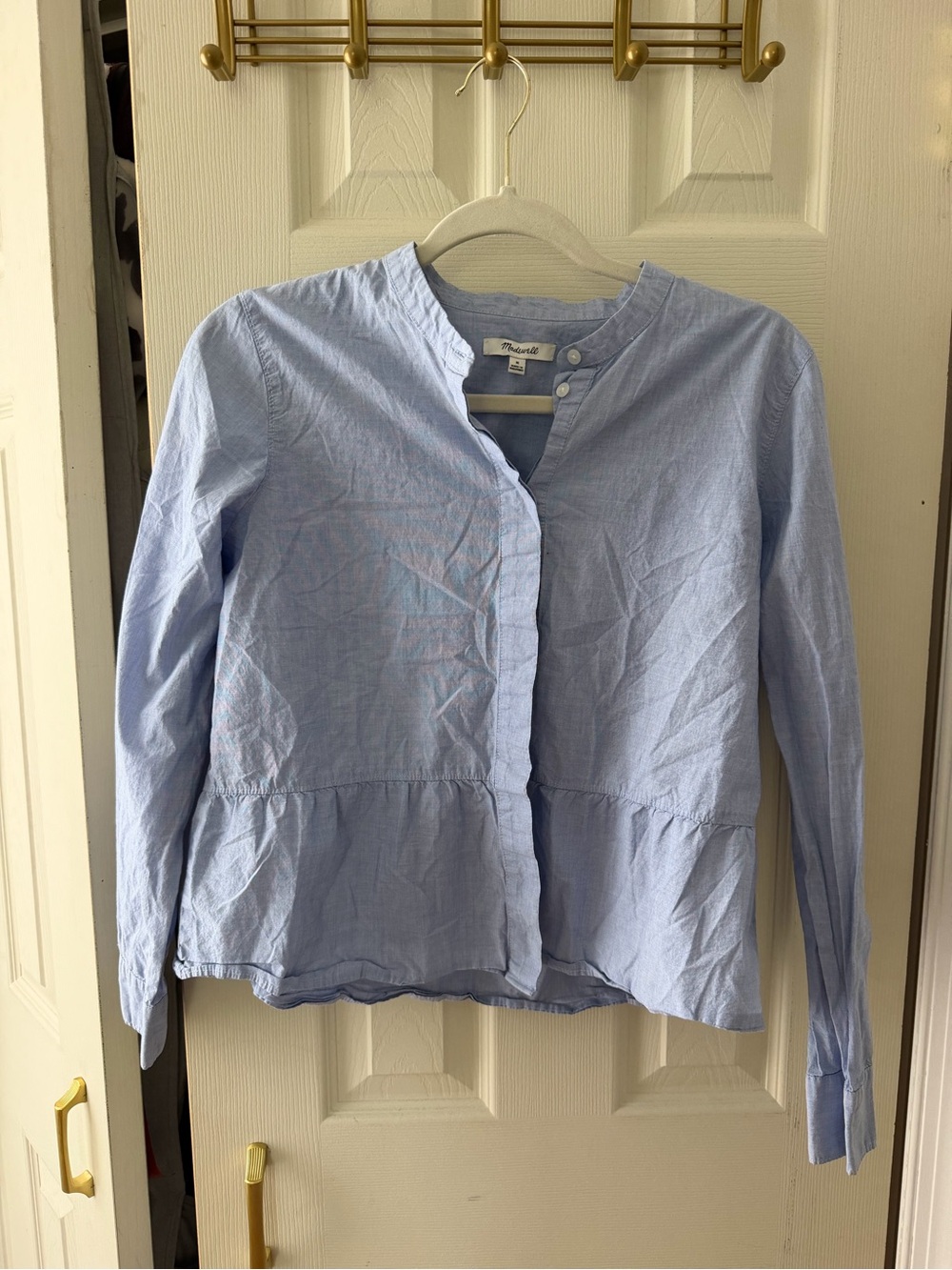 Madewell Pale Blue Linen Button-Up Top